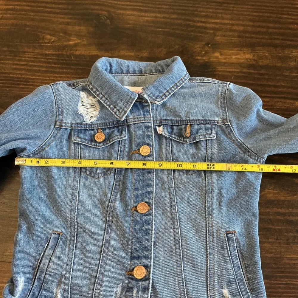 Tommy Bahama Girls Denim‎ Jacket Size 8 Distressed Blue Jean Trucker KJK1030S
